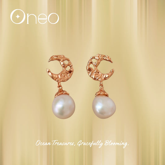 Moon Natural Freshwater Pearl Earrings